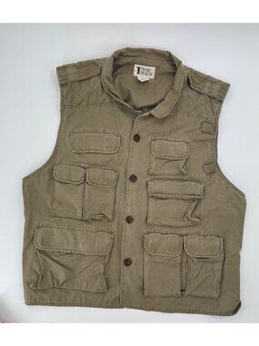 Trail Designs Mens XXL Khaki Fishing Utility Vest Multi-Pocket Cotton